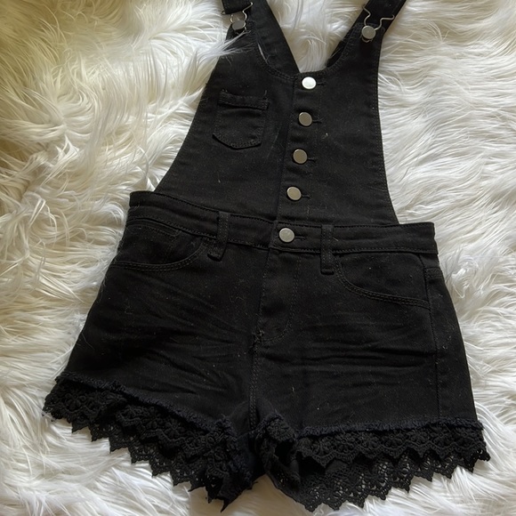 Forever21 Denim Lace Trim Overalls - Picture 8 of 12